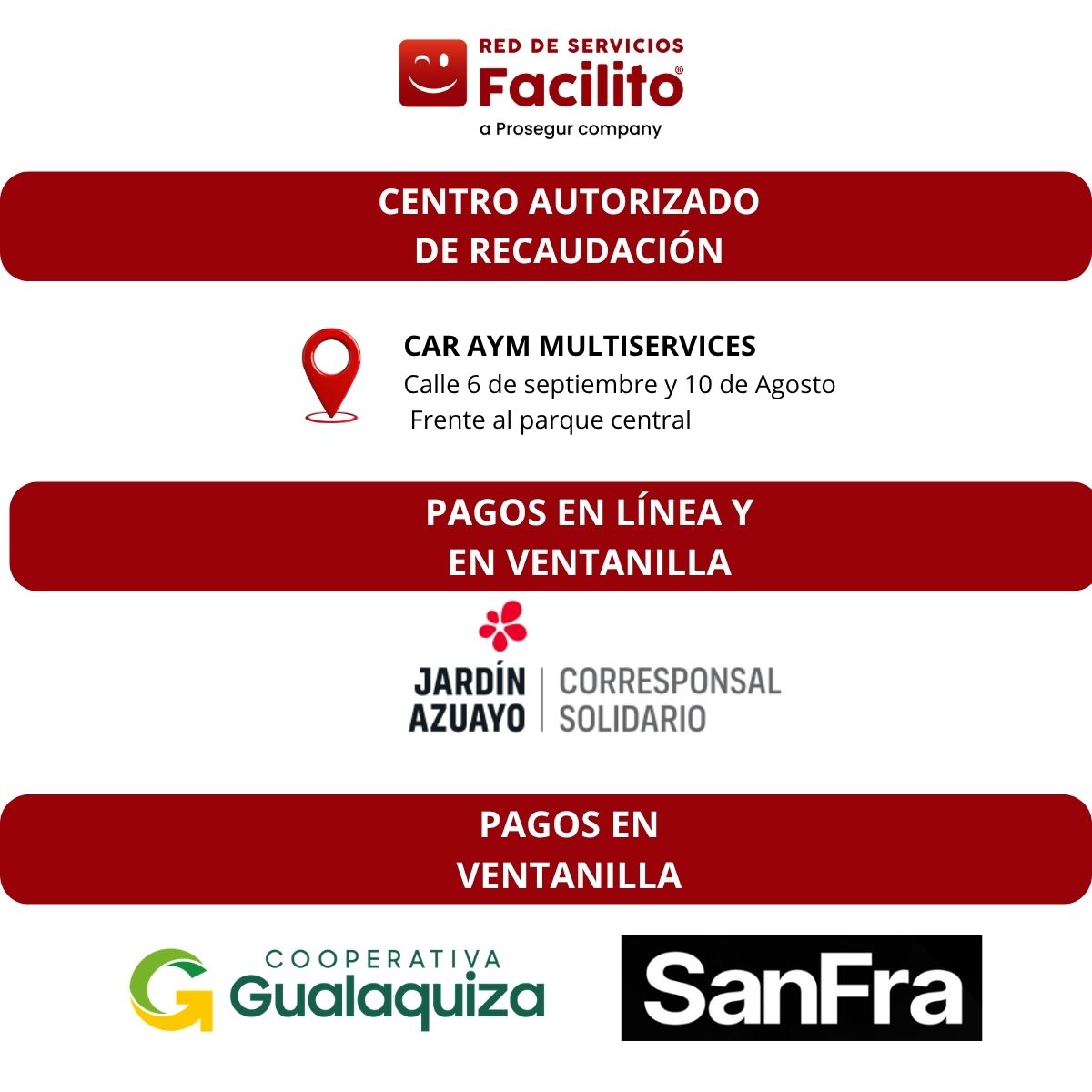 Puntos y métodos de pago Facilito - Chinimp