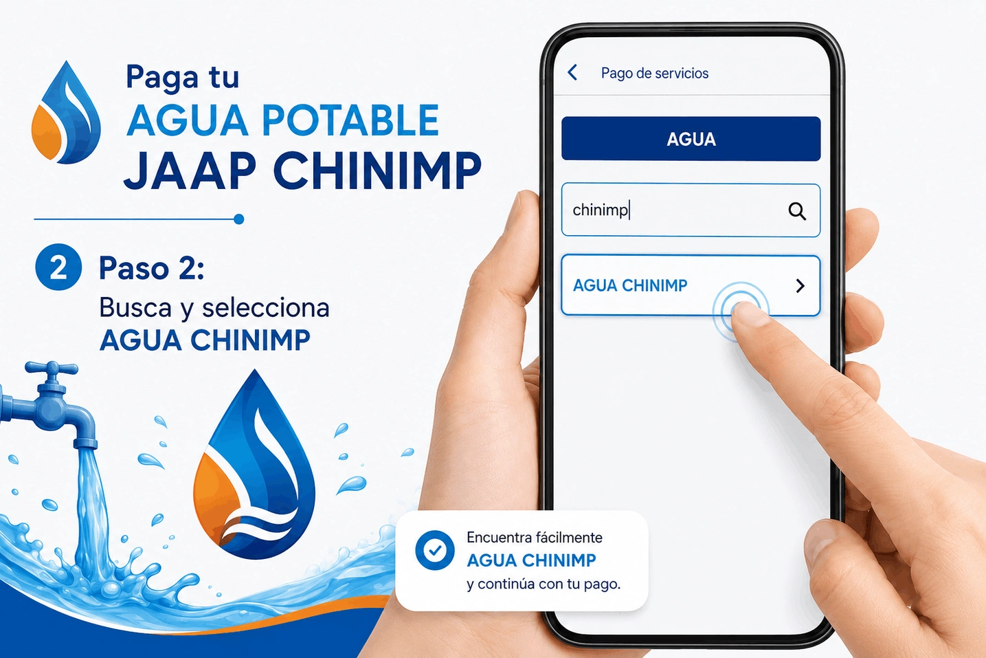 Paso 2: Busca y selecciona AGUA CHINIMP